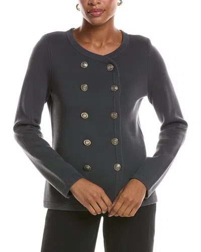 St John St. John Double-breasted Knit Jacket In Gray