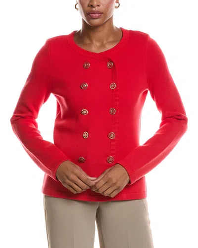 St John St. John Double-breasted Knit Jacket In Red