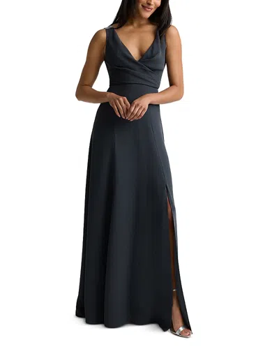 St John Draped Bodice Gown In Black