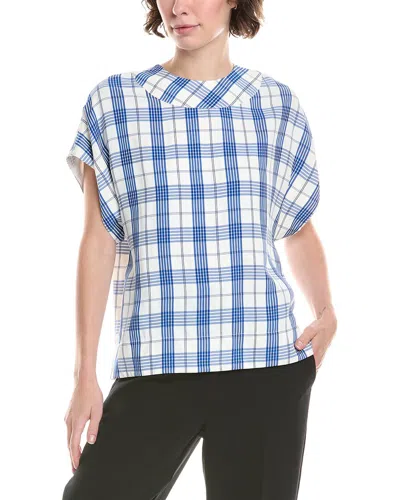 St John St. John Drapey Plaid Top In Blue