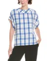 St John St. John Drapey Plaid Top In Blue