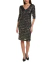 St John St. John Dress-3/4sleevew/backslitlined In Black