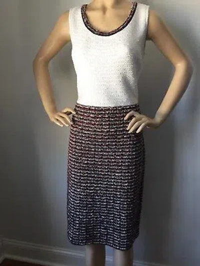 Pre-owned St John Dress Size 8 White Cream Multi Tweed