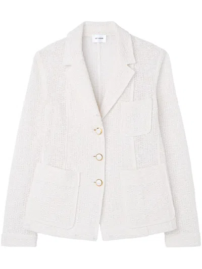 St John Stretch Tweed Suiting Jacket In Ivory