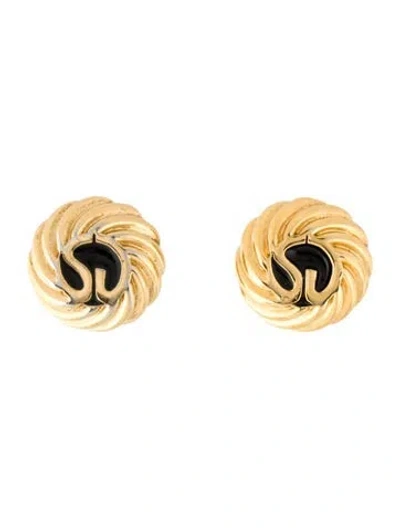 Pre-owned St John Ema,el Logo Clip On Earrings In Multi