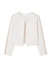 St John Embellished Milano Knit Topper In Ecru