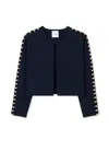 St John Embellished Milano Knit Topper In Navy