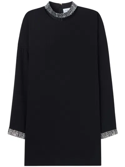 St John Embellished Satin Mini Dress In Black