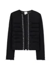 St John Embellished Tweed Jacket In Black