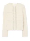 St John Embellished Tweed Jacket In Ecru