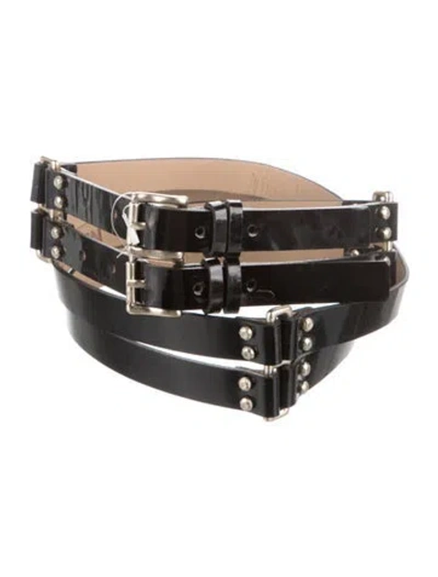Pre-owned St John Embossed Leather Belt In Black
