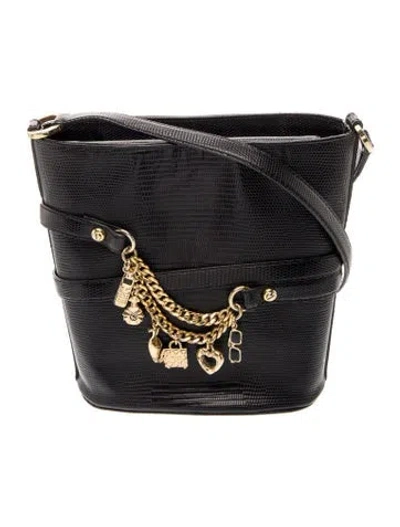 Pre-owned St John Embossed Leather Shoulder Bag In Black