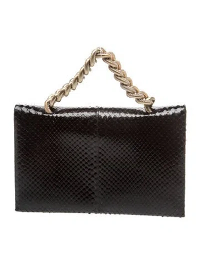 Pre-owned St John Embossed Leather Top Handle Bag In Black
