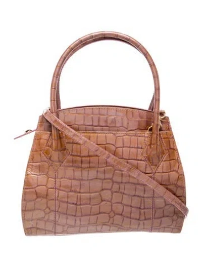 Pre-owned St John Embossed Leather Top Handle Bag In Brown