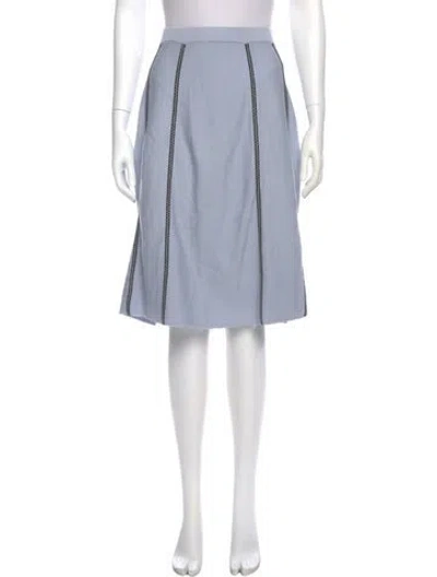 Pre-owned St John Embroidered Accent Knee-length Skirt In Blue