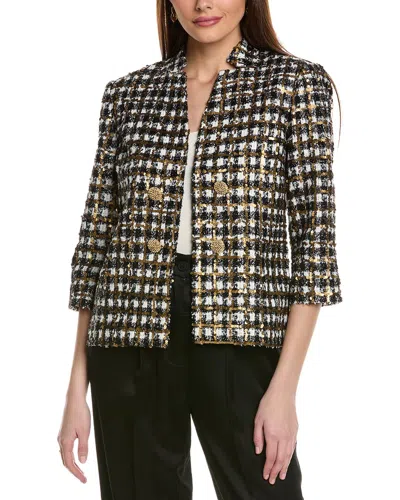 St John St. John Embroidered Tweed Jacket In Black