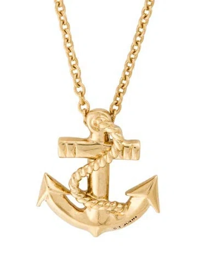 Pre-owned St John Enamel Anchor Pendant Necklace, 33" In Multi