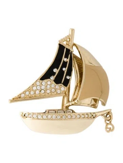 Pre-owned St John Enamel & Crystal Sailboat Brooch Pin