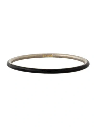 Pre-owned St John Enamel Bangle Bracelet, 8.25" In Black