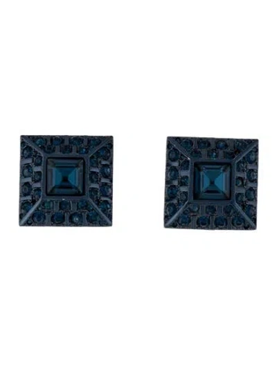 Pre-owned St John Enamel Clip On Earrings In Black