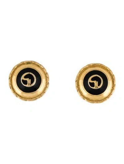Pre-owned St John Enamel Clip On Earrings In Black