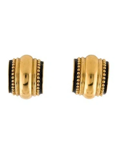 Pre-owned St John Enamel Clip On Earrings In Black