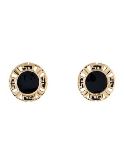 Pre-owned St John Enamel Clip On Earrings In Black