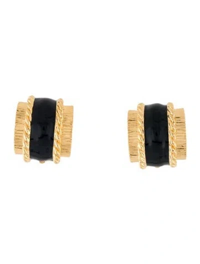 Pre-owned St John Enamel Clip On Earrings In Blue