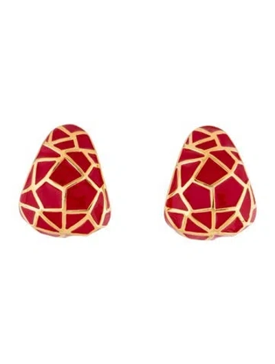 Pre-owned St John Enamel Clip On Earrings In Multi