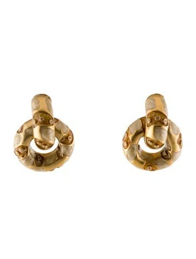Pre-owned St John Enamel Clip-on Drop Earrings In Neutral
