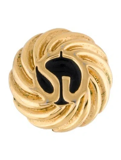 Pre-owned St John Enamel Clip-on Earring In Black