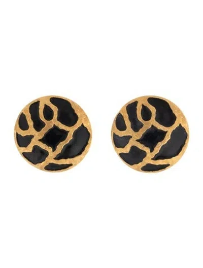 Pre-owned St John Enamel Clip-on Earrings In Black