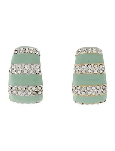 Pre-owned St John Enamel Clip-on Earrings In Blue