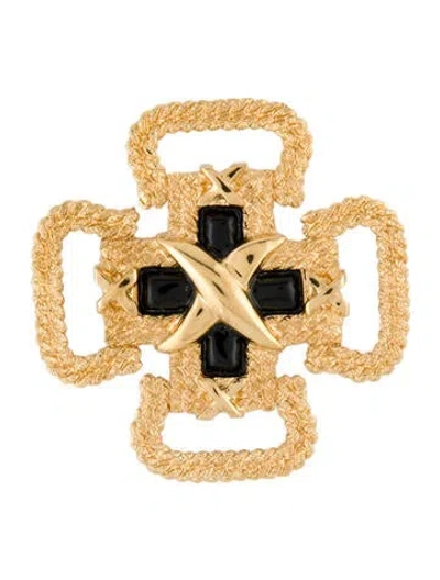 Pre-owned St John Enamel Cross Pin Brooch In Multi