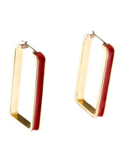 Pre-owned St John Enamel Hoop Earrings In Orange
