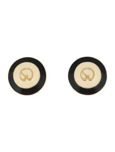 Pre-owned St John Enamel Logo Clip On Earrings In Multi