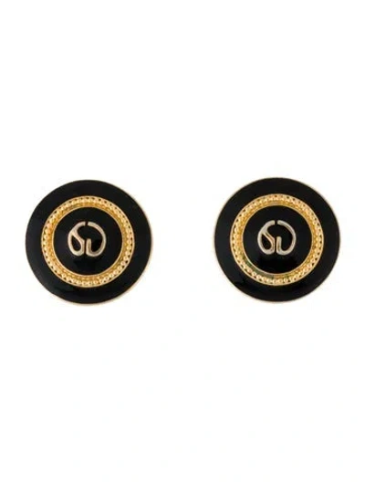 Pre-owned St John Enamel Logo Clip On Earrings In Multi
