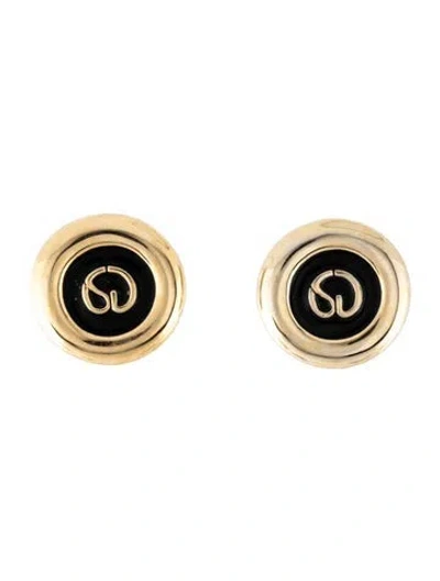 Pre-owned St John Enamel Logo Clip On Earrings In Multicolor