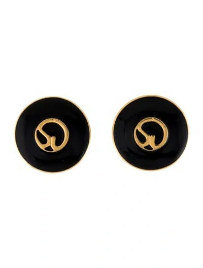 Pre-owned St John Enamel Logo Clip-on Earrings In Multicolor