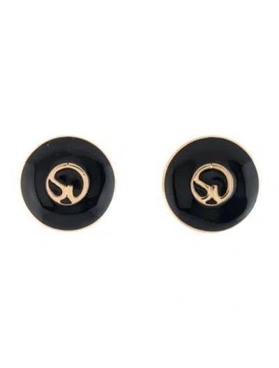 Pre-owned St John Enamel Logo Clip-on Earrings In Multicolor