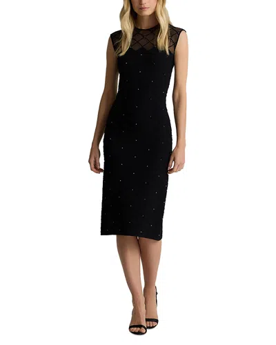 St John Engineered Trellis Knit Dress In Black