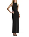 St John Evening Cutout Knit Mock Neck Gown In Black