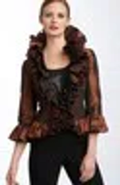 Pre-owned St John St. John Evening Ruffled Taffeta Jacket ( Size 6) In Copper