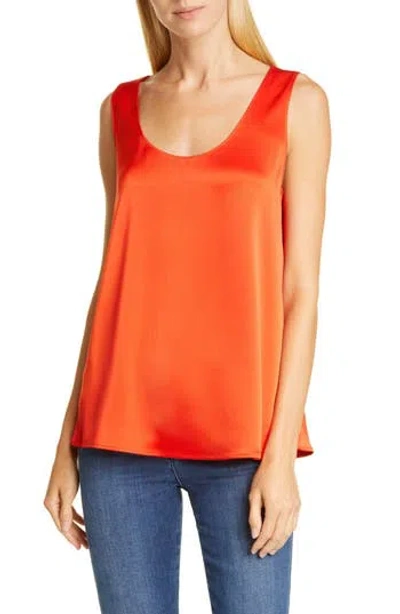 St John St. John Evening Scoop Neck Liquid Satin Shell In Orange