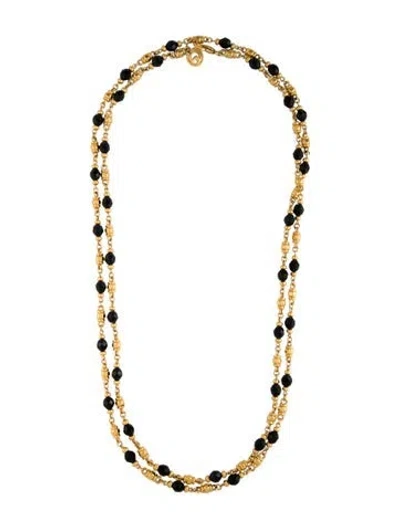 Pre-owned St John Extra Long Beaded Station Necklace, 59" In Black