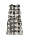 St John Eyelash Plaid Tweed Dress In Black/ecru Multi
