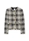 St John St. John Collection Metallic Wool Blend Tweed Jacket In Black/ecru Multi