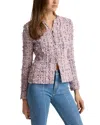 St John Paper Eyelash Button Tweed Jacket In Pink