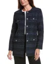 St John St. John Eyelash Tweed Wool-blend Topper Jacket In Blue