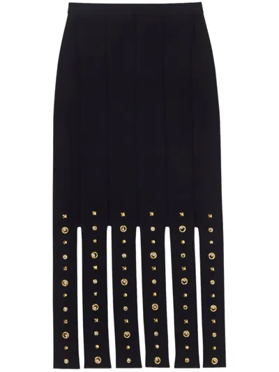St John Eyelet-detail Skirt In Black